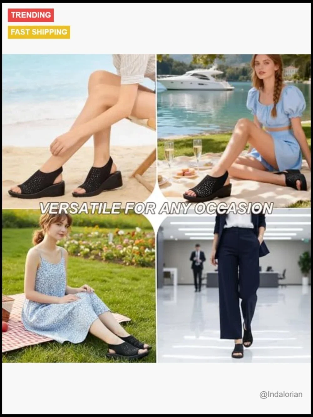 Rhinestone Wedge Sandals with Memory Foam Arch Support Platform